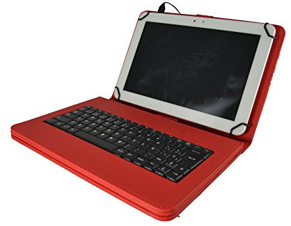 theoutlettablet® Funda con Teclado extraíble en español (Incluye Letra Ñ) para Tablet Qilive Q3778 10.1 - Color Rojo