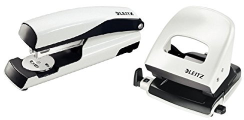 Büroset Leitz 5502 Büroheftgerät und Leitz 5008 Bürolocher NeXXt, Metall, 30 Blatt, metallic (Heftgerät + Locher im Set, perlweiß) (Heftgerät + Locher im Set, perlweiß)