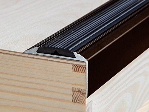 ANODISED Aluminium Anti Non Slip Stair Edge Nosing Trim 1200mm x 46mm x 30mm A38, Brown,