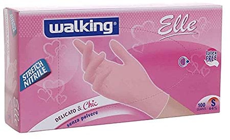 Guanti in Nitrile Monouso Walking Elle Rosa (Small)