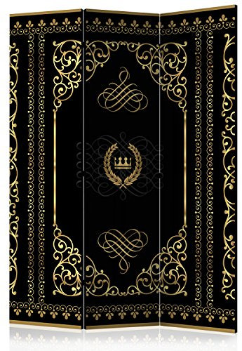 RAUMTEILER/PARAVENT B&D XXL - Paravent Raumteiler Innen Mandala Ornament Oriental 135x172cm 3-teilig Einseitig Raumtrenner Raum Trennwand Holz Room Divider Wand Raum Abtrennung schwarz Gold