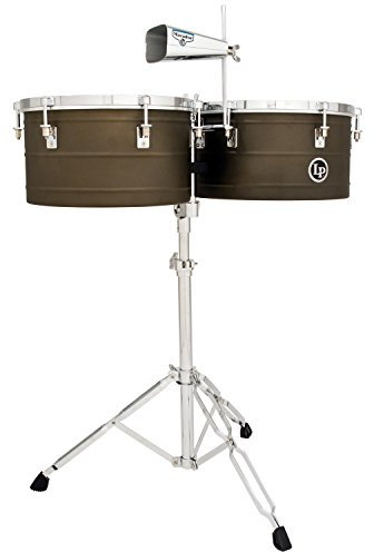 LP Latin Percussion M258, Timbales Matador Antique Coat Steel 14 + 15, Stahlkessel Tiefe 16,5 cm, Optik, herkömmliches Stimmsystem