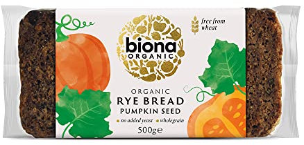 Biona Organic Rye Bread with Pumpkin Seed 500 g, Pack of 7- Free from Wheat, No Added Yeast - Wholegrain Rye Meal and Natural Sourdough - High in Fibre - Vegan