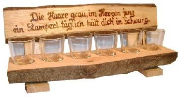 Bankerl mit 6 Stamperl, 30 cm, Astholz unbehandelt