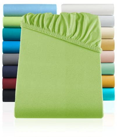 SHC by BaSaTex Jersey Kinder Spannbettlaken Bettlaken 2er Pack | Spannbetttuch Spannleintuch für Kinderbett und Babybett aus 100% Baumwolle | 70x140 Farbe Apfel Grün