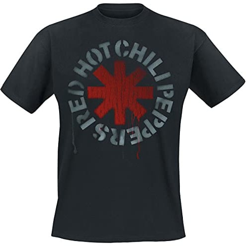 Red Hot Chili Peppers Stencil Black Men T-Shirt Black XXL, 100% Cotton, Regular