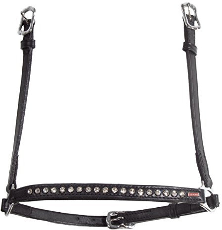 Karlslund Riding Equipment Reithalfter Hannoveraneres Nasenriemen 1 Reihe der Kristalle, Schwarz/Weiß