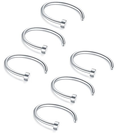 Briana Williams 6stk Nasenring Nasenpiercing Fake Nase Lippe Ring Set 20G 18G 16G 6mm/8mm/10mm/12mm Chirurgenstahl Piercing Nasen Schmuck