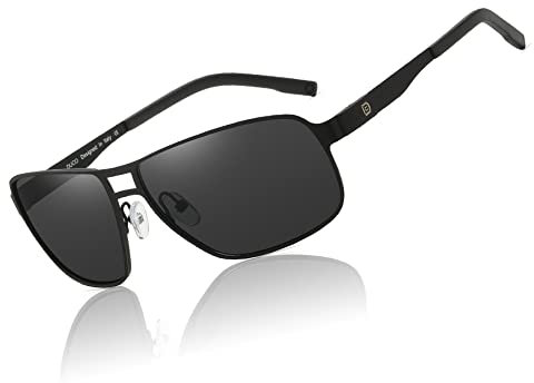 DUCO Sonnenbrille Polarisierte Herren Pilotenbrille Metallrahme Retro Ultraleichte Doppelsteg Sonnenbrille UV400-Schutz Sonnenbrille G002