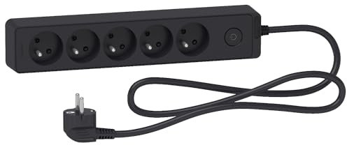 Schneider Electric SC5ST9351B Rallonge multiprises 5 Prises 2P+T Anthracite 1,5m, Noir