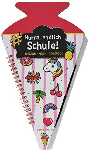 Schultüten-Kratzelbuch - Funny Patches - Hurra, endlich Schule! (pink): Kratzeln, Malen, Eintragen