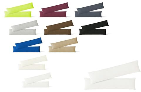 EXKLUSIV HEIMTEXTIL Kissenhülle Kissenbezug Doppelpack mit Reißverschluss hochwertige Jersey Qualität Weiss 40 x 145 cm