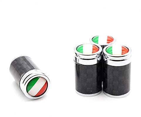 4 Teile/Satz Reifen Ventil Staubkappen Italien Flagge Stil Kupfer + Kohlefaser für Autos