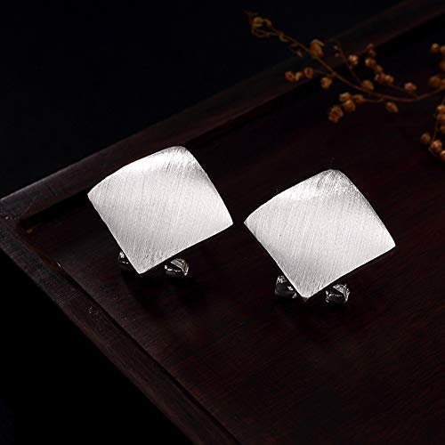 THTHT S Vintage Ohrringe 925 Sterling Silber Frauen Einfache Quadratische Gebürstet Bolzen Elegante Temperament High-End Persönlichkeit Geschenk Alle Silber Schmuck