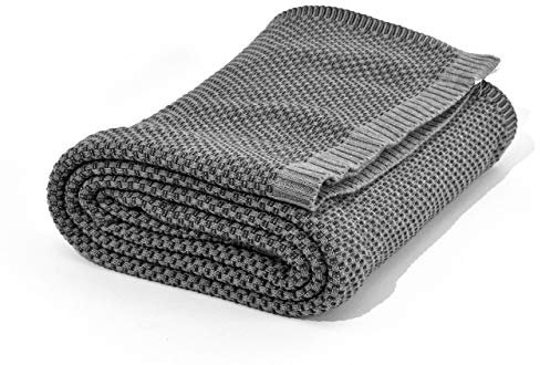 nielsen HOME Wohndecke Akira gestrickt, 150x200 cm, Dunkelgrau/Hellgrau, 100% Baumwolle, Strick, Ökotex, Strickdecke, gemütliche modische Elegante Decke