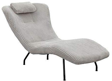SalesFever Relax-Liege Billund in Hellgrau | Bezug aus Texturstoff | Polsterliege mit Nackenkissen | Gestell Metall schwarz