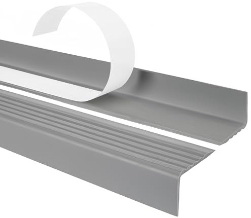 Quest Treppenkantenprofil Selbstklebend 40x25mm – Antirutsch Treppenkantenschutz aus Kunststoff PVC – Grau, 80cm
