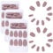 BBTO 72 Stück nackte rosa matte künstliche Nägel, vollständige Abdeckung, Sarg, künstliche Nägel, Tipps mit Nagelkleber, Nagelfeilen, Holzstäbchen für Frauen und Mädchen, DIY-Nagelzubehör