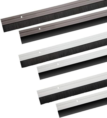 Onpira® Türbodendichtung Aluminium – mit Gummi- oder Bürstendichtung – wählbar zum Kleben oder Schrauben – 6 Farben – Zugluftstopper für Türen (Bürstendichtung mit Klebeband, Schwarz)