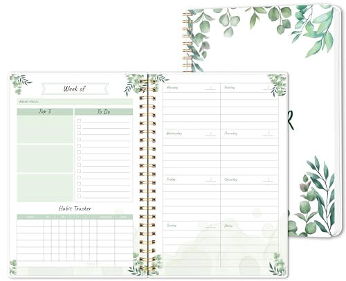 Tagesplaner, Stundenplaner, Terminplaner, undatiert, mit To-Do-Liste, Mahlzeiten, Notizen, 25,4 x 20,5 cm, flexibler Einband, Doppeldrahtbindung, rosa für Damen