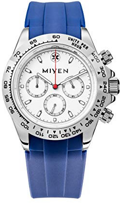 MIYEN MUNICH Voyager Herren Uhr - Chronograph mit Miyota Quarz Präzisionslaufwerk Saphirglas & Tachymeter Funktion – Silber Uhr Herren