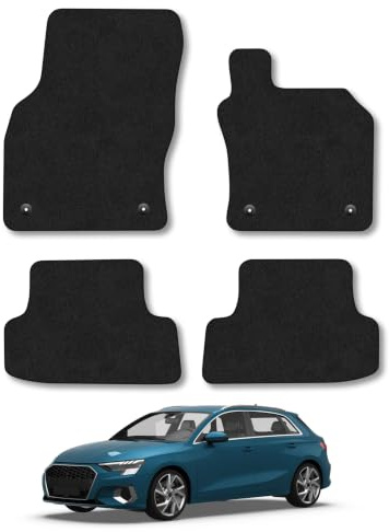Audi A3 (2012-2020) Carpet Car Mats | Black Edge Trim Tailored Fit Floor Mats Full Coverage Protection Accessories Easy Clean Anti Slip Made in the UK
