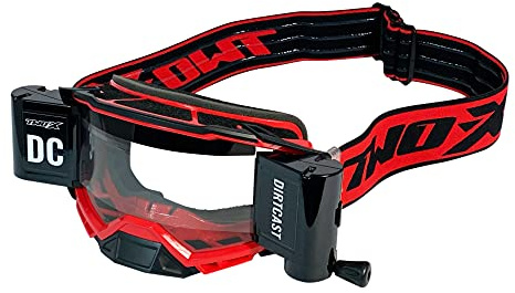 TWO-X Cross-Brille - Roll Off - ATOM Dirtcast - Motocross-Brille mit klarem Glas - Enduro & Downhill - Schutz-Brille - Inferno-Rot
