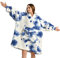 Krifey Sudadera con capucha para mujer y hombre, de microfibra ligera de gran tamaño, talla única (tinte azul claro)