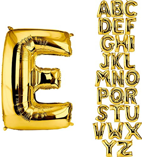 DekoRex Folienballon Gold 100cm Luftballon Geburtstag Hochzeit Deko (Buchstabe E)
