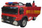 PEKECARS Electric Firefighter Truck Red 12V 2.4G Remote Control 1 Seater with Rocker System, Transport Handle and LED Lights, 2 Motors 12V/10Ah Battery, EVA Wheels