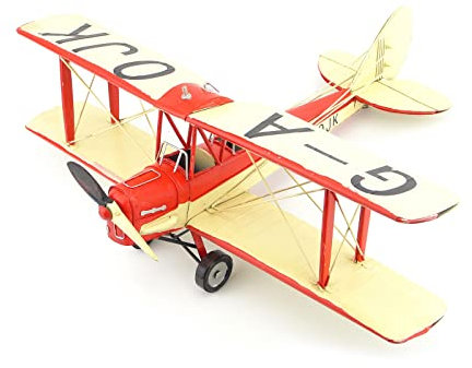 DONGYUCHUN Classic Retro Iron Aircraft Model British De Havilland DH82A Tiger Moth Trainer Aircraft Crafts Ornaments