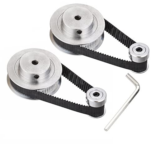2 Stück Aluminium 5 mm Bohrung 2GT Riemenscheibe 60 Zähne + 2 Stück GT2 20T Zahnriemen Synchronrad + 2 Stück 200 mm geschlossene Schlaufe Gummiriemen für 6 mm breite Riemen 3D-Drucker CNC-Maschine