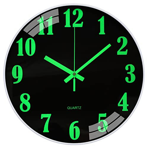 VIVILINEN 12inch Luminous Wall Clock Glow in the Dark, Silent Non-ticking Round Wall Clock Modern Decorative Clock Easy to Read for Home Bedroom Living Room Kitchen Office, Battery Operated