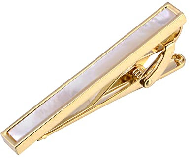 Jonwo Quadrat Perlmutt Krawattennadeln Manschettenknöpfe für Herren Silber Gold Manschettenknöpfe Cufflinks Tie Clip Hochzeit Hemd Party Geburtstag Jubiläum Kleid (Golden Krawattennadeln)