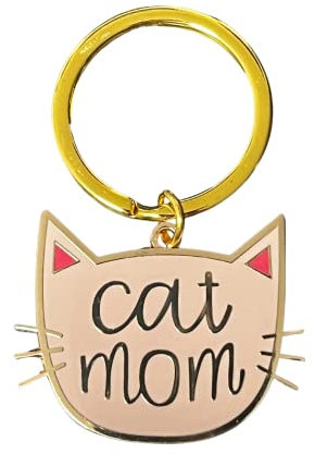 Fancychain Schlüsselanhänger Cat Mom Katze Kätzchen Kater Kitten Schnurrbart Als Geschenkidee Katzen Liebhaber Silber Rose