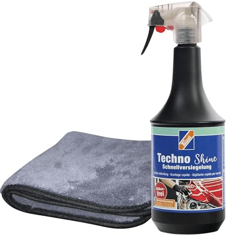 TECHNOLIT Lackversiegelung Techno Shine 1L | Set mit Poliertuch | Reinigt & versiegelt Kunststoffe, Glas oder Gummi | Hoher Glanzwert | Langanhaltender Schutz für das Auto | Autopolitur