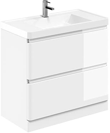 Go Bathrooms Newbold 900mm Gloss White Vanity Unit Includes Resin Basin Floor Standing Storage Unit Bathroom Sink Unit