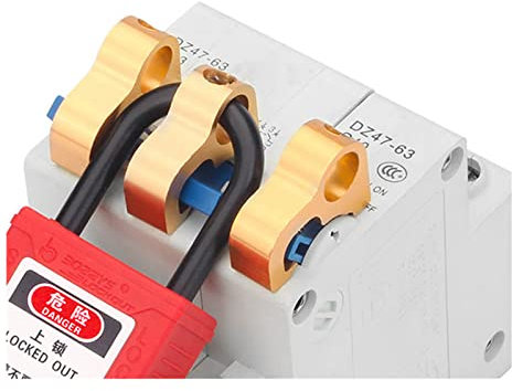 Lockout Tagout Kit, 2 Keys Stainless Steel Red Padlocks Circuit Breaker Lockout Device Breaker Lockout, Clamp on Single Pole Breaker, Loto Locks for Gate Valves, Prevents Misuse
