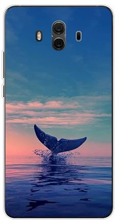KARTXITAI Funda compatible con HUAWEI Mate 10, funda protectora de silicona delgada a prueba de golpes, antihuellas antiarañazos, anticaídas - delfines, costa