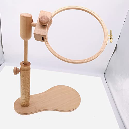 BWRMHME Stickrahmen Buche Stickrahmen Ständer Kreuzstich Rahmen Stickrahmen Halter sitzen auf Holz Stickrahmen mit 15,2 cm Reifen Kunst Handwerk Nähen Werkzeug