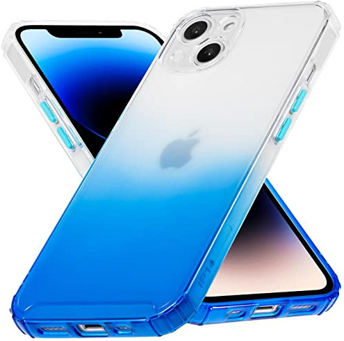 Verco Cover per Apple iPhone 14, colore cangiante trasparente con gradiente di colore e protezione per fotocamera, colore: blu