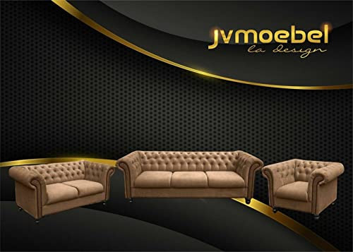Sofagarnitur Chesterfield Design Wohnzimmer Möbel Couch 321 Sitzer Couchen Sofas (Braun)