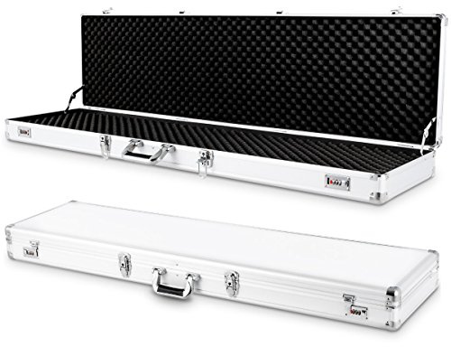 GYMAX Mallette Fusil, Mallette en Aluminium | Valise à Fusil avec Serrure à Combinaison, Étui pour Arme et Objets de Valeur, 134×35×12 CM