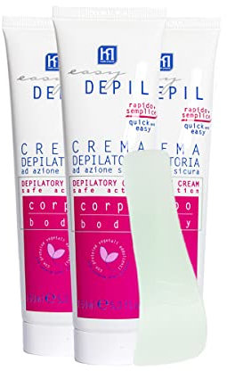 Easy Depil KIT 3 PEZZI CREMA DEPILATORIA CORPO GAMBE BRACCIA da 150 ml. Rapida, semplice da usare, efficace e sicura. Con Proteine Vegetali Addolcenti. Pelle liscia, Profumazione gradevole, Unisex