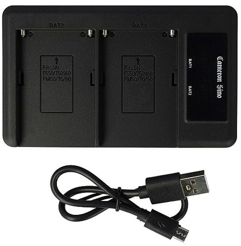 vhbw Dual Charger compatible with Sony CCD-TRV218, CCD-TRV218E, CCD-TRV228, CCD-TRV228E Camera Battery Camcorder - Cradle + Micro USB Cable