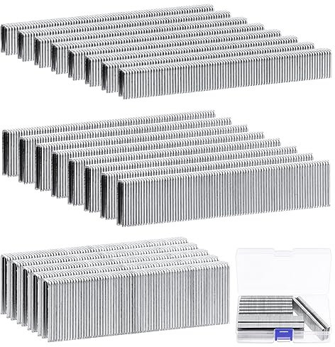 Tanstic 2816Pcs 18 Gauge 1/4 Narrow Crown Staples Kit, 1/2, 3/4, 1 Heavy Duty Galvanized Narrow Crown Finish Staples for Pneumatic Electric Stapler (Silver)