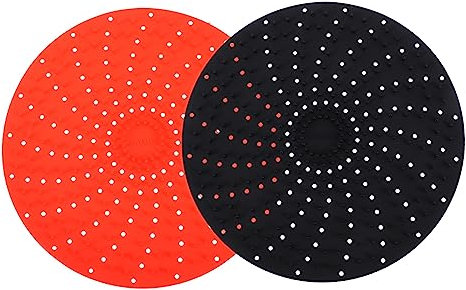 Mobestech 2pezzi Tappetino Per Friggitrice Ad Aria in Silicone Antiaderente Riutilizzabile Rivestimento Rialzato Per Pane Patatine Snack Pollo