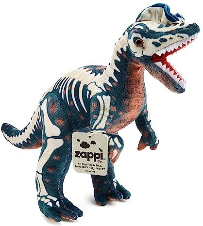 Zappi Co Kinder's Weiches Kuscheliges Plüschtier - Perfekte weiche Spielgefährten für Kinder im bedruckten Stil (30cm Länge) (Diloposaurus Dinosaurier)