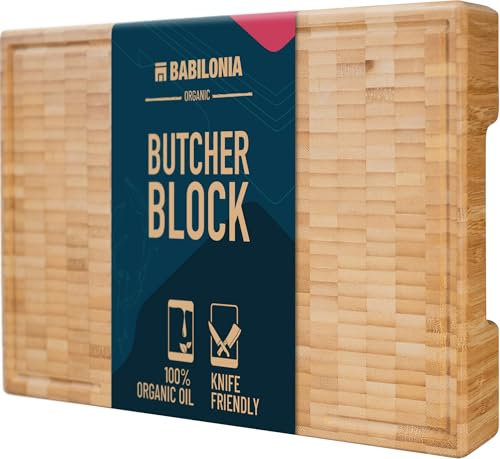 Planches à découper en bambou de qualité supérieure pour cuisine (extra épaisses 4,3 cm), planche à découper professionnelle en bois, bloc de boucher pour la viande, planche à découper très résistante