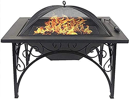 Feuerstelle, BBQ-Grill, Feuerschale, quadratisch, für den Außenbereich, Garten und Terrasse, Heizung, quadratische Metall-Kohlenschale für Grill, multifunktionale Outdoor